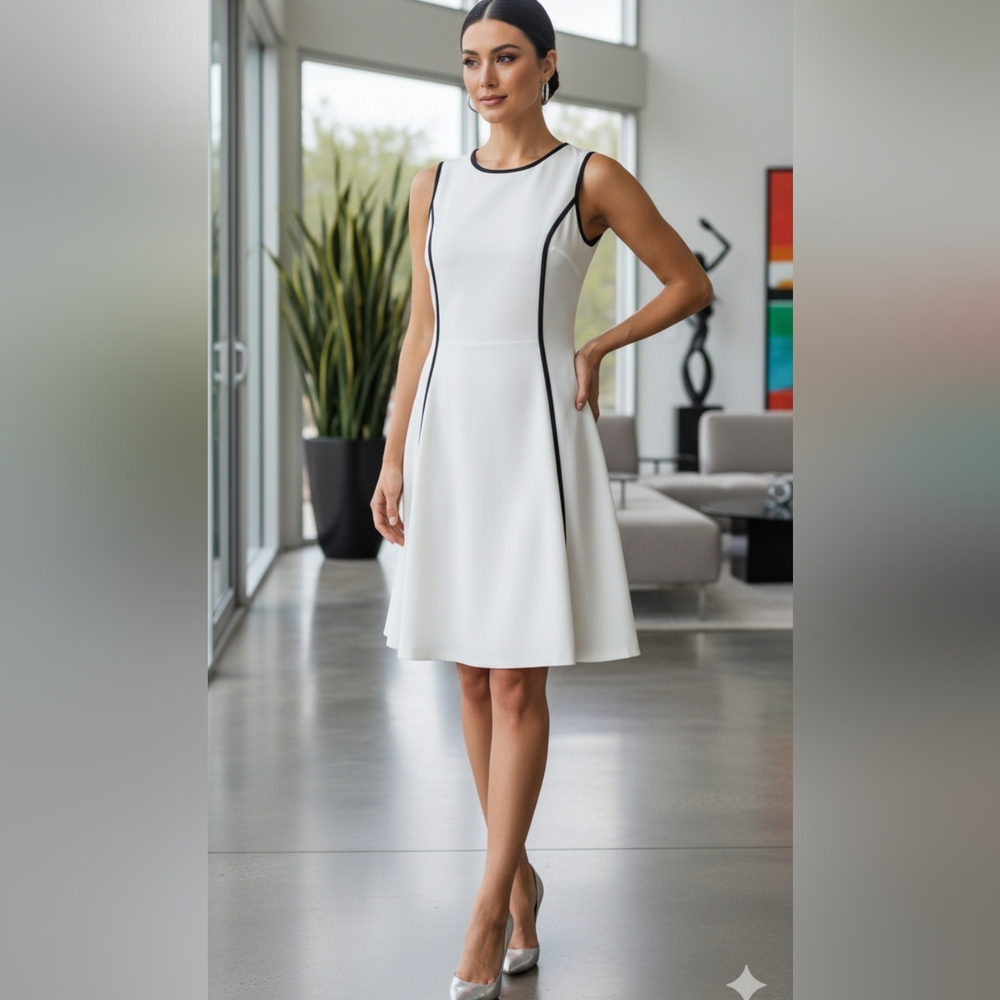 Elegant White Sleeveless Dress By DKNY Sz.2
